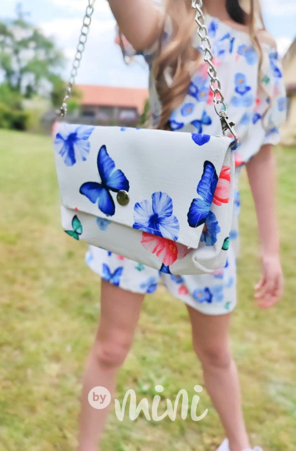 Overal s kabelkou Butterfly&Flowers white