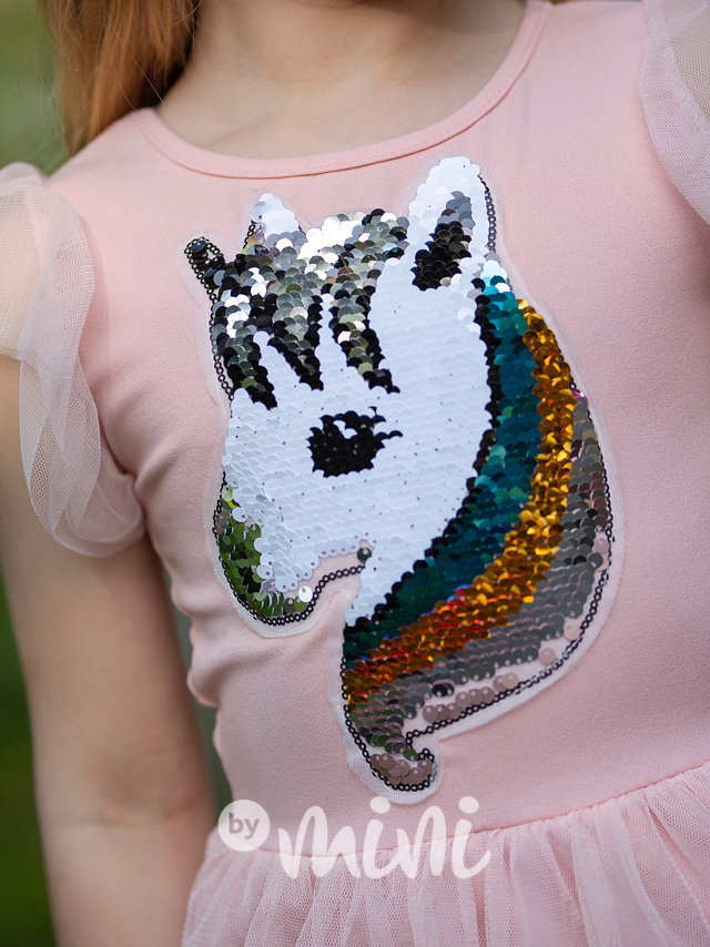 Unicorn tylové šaty pudder