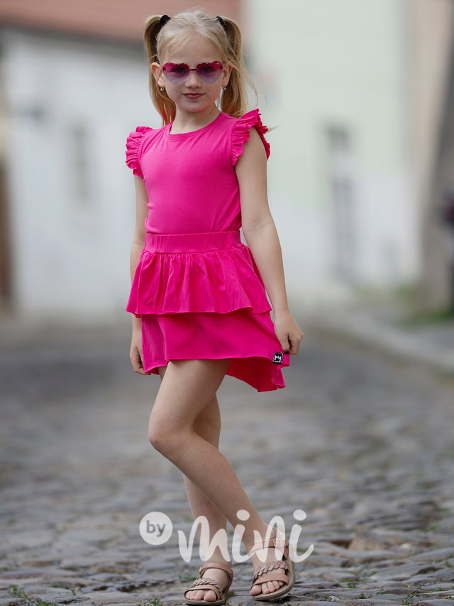 Malinová asymetrická cotton sukně