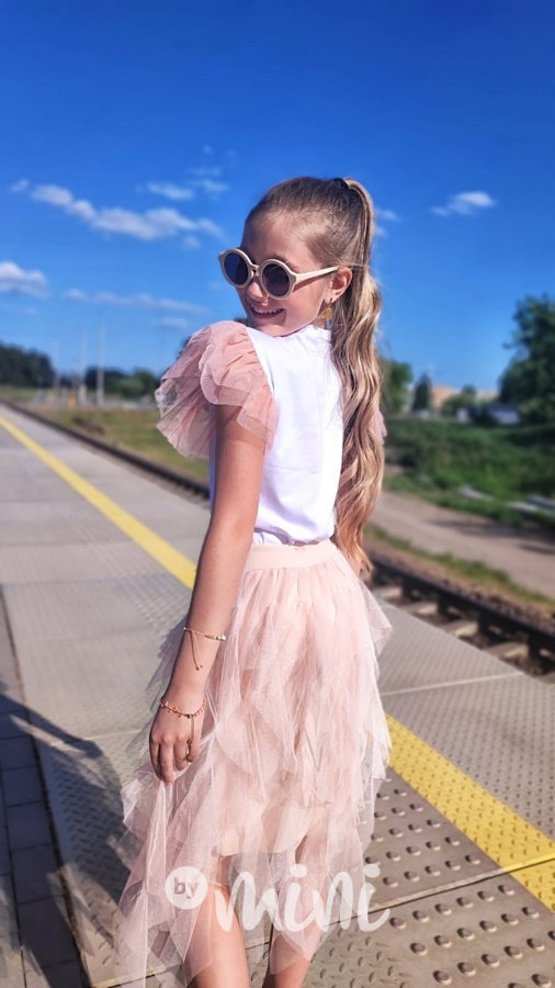 MIDI tylová dívčí sukně light pink