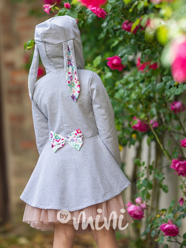 Bunny mikinový kabátek FLOWER grey