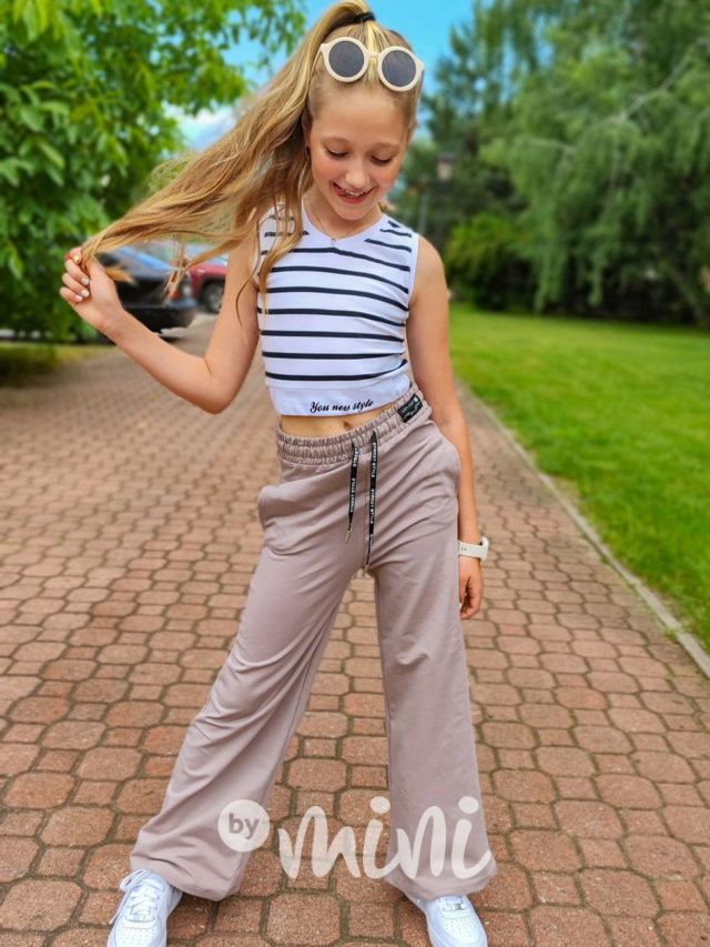 Fashion volné kalhoty béžové
