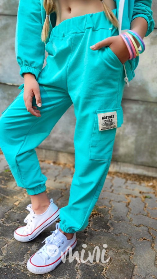 Mikina + cargo tepláky tyrkys