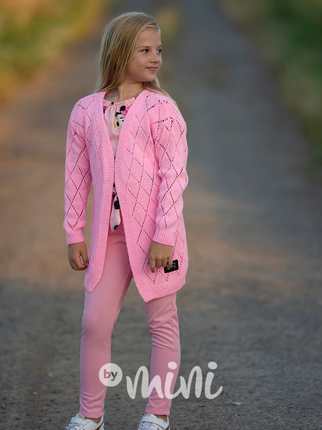 Žebrované jegginy pink