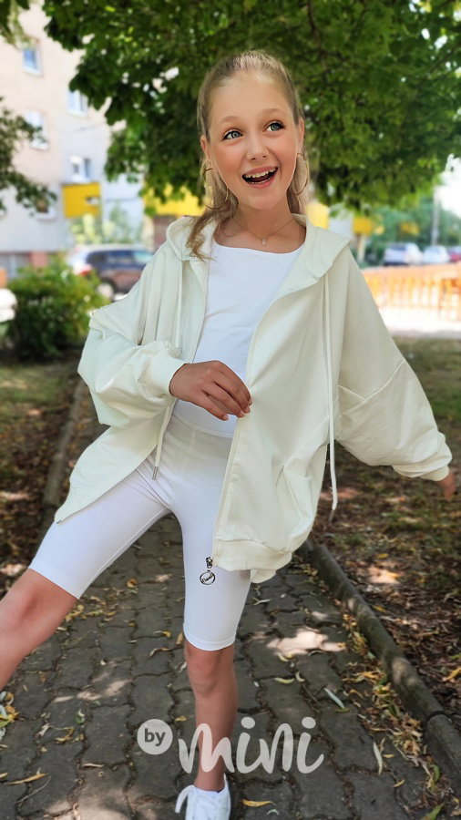 Oversize maxi hoodie mikina cream