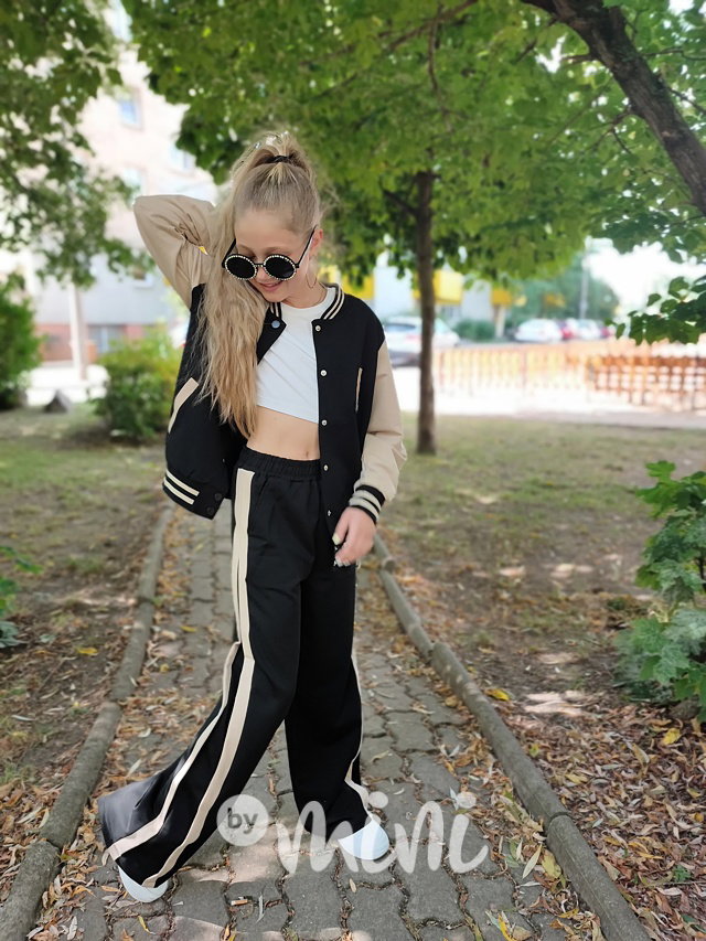 Fashion kalhoty švédy black/beige