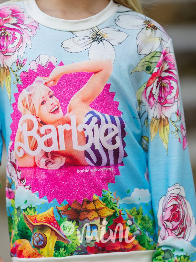 Mikina Barbie flowers blue