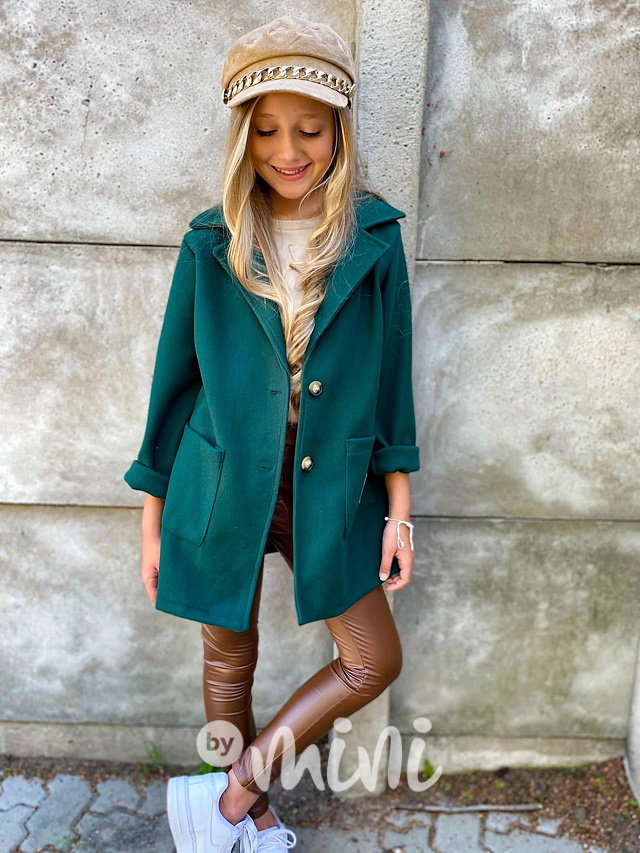 Flaušový kabát smaragd