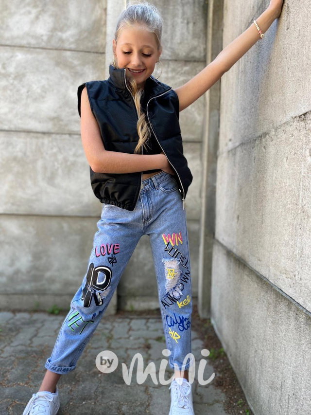 Ripped jeansy s printem