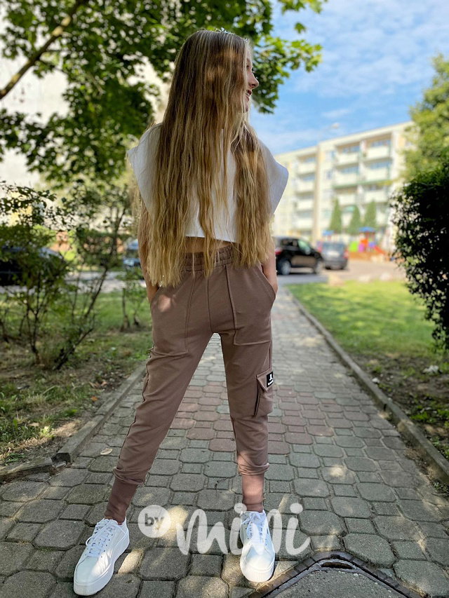 Cargo kalhoty s vysokým nápletem beige