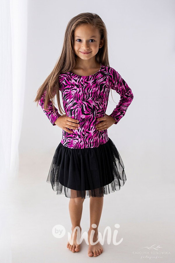 Lily Grey šaty s tylem pink zebra