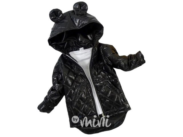 Prošívaná long bunda s ouškama black