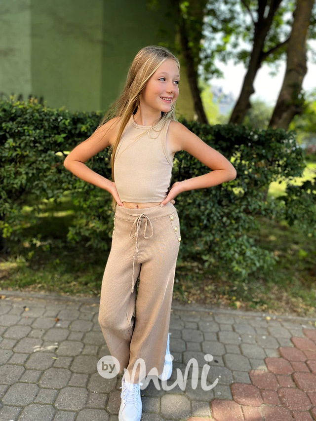 Teplé svetříkové kalhoty švédy beige