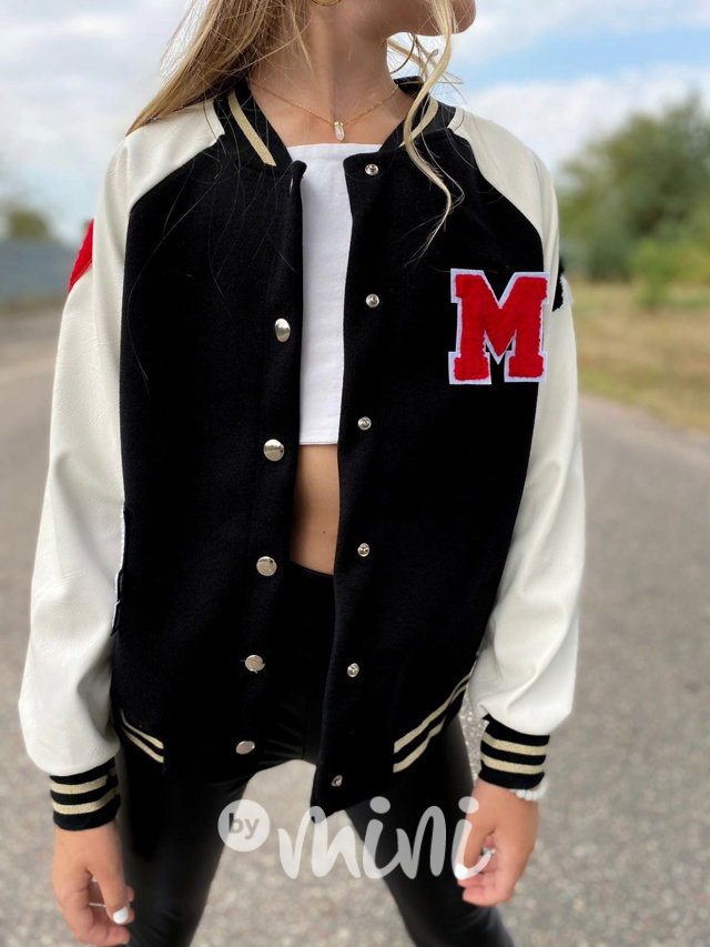 Eco leather sporty bomber black