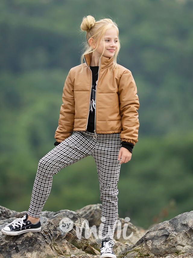 Podzimní crop bunda beige