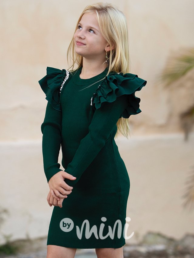 LUXURY stretch svetrové šaty smaragd