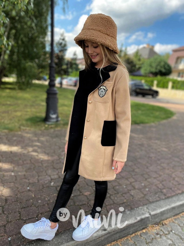 College flauš kabát beige/black