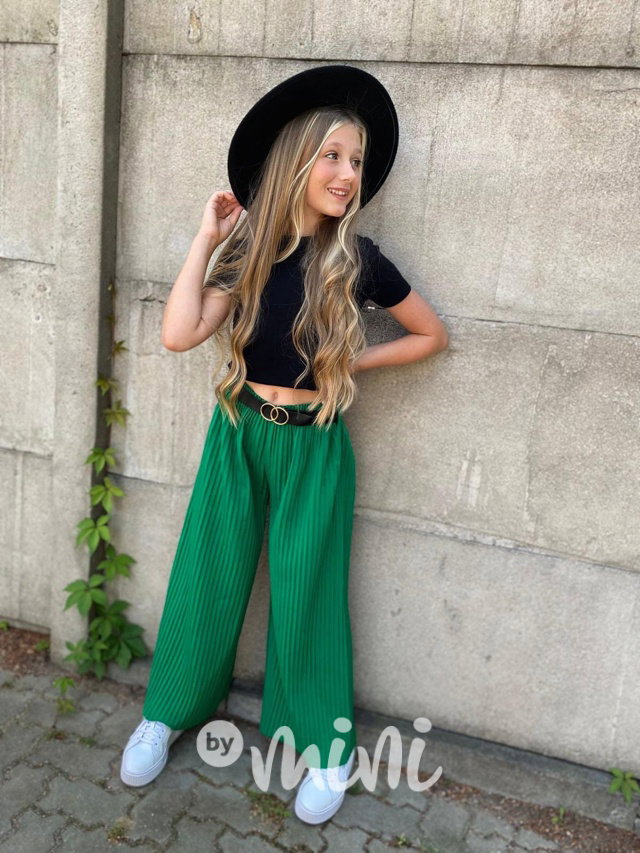 Plisované kalhoty s páskem green