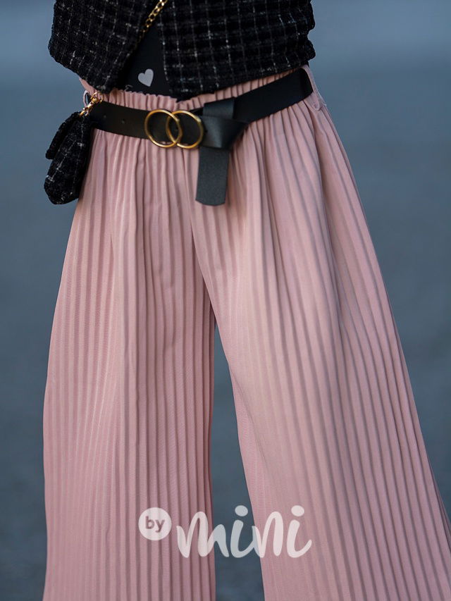 Plisované kalhoty s páskem růžové