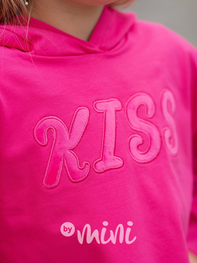 Mikina Kiss s rohy na kapuci pink