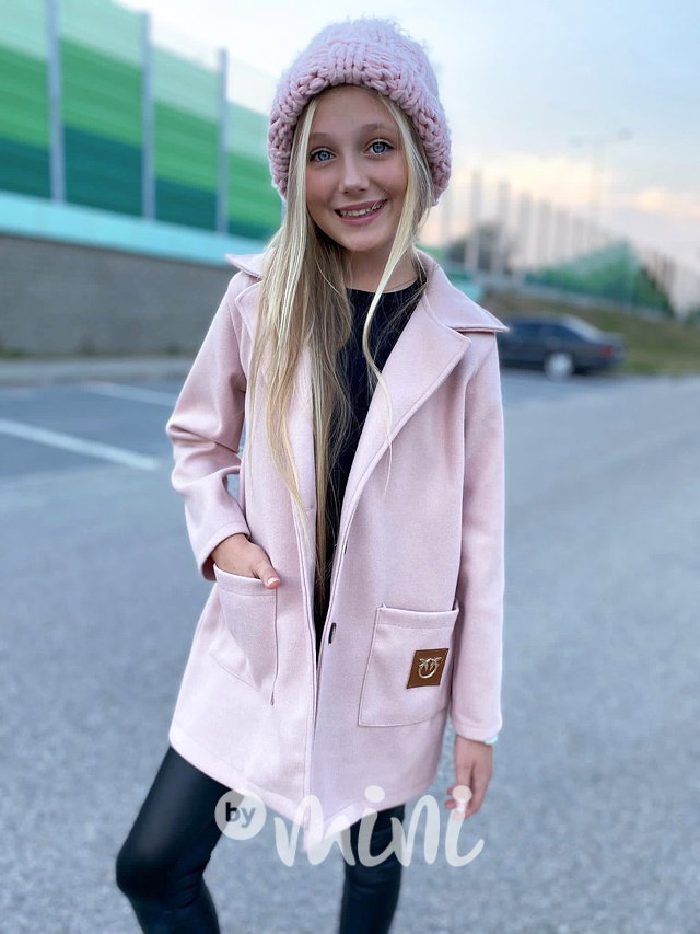Flaušový kabát pink