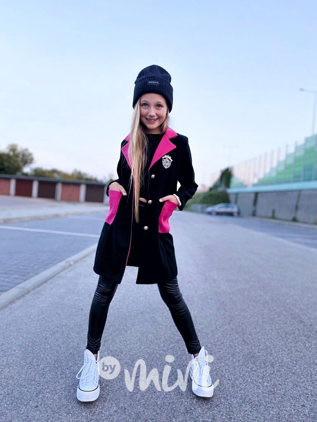 College flauš kabát black/pink