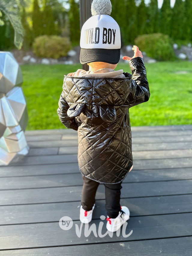 Prošívaná long bunda s ouškama black