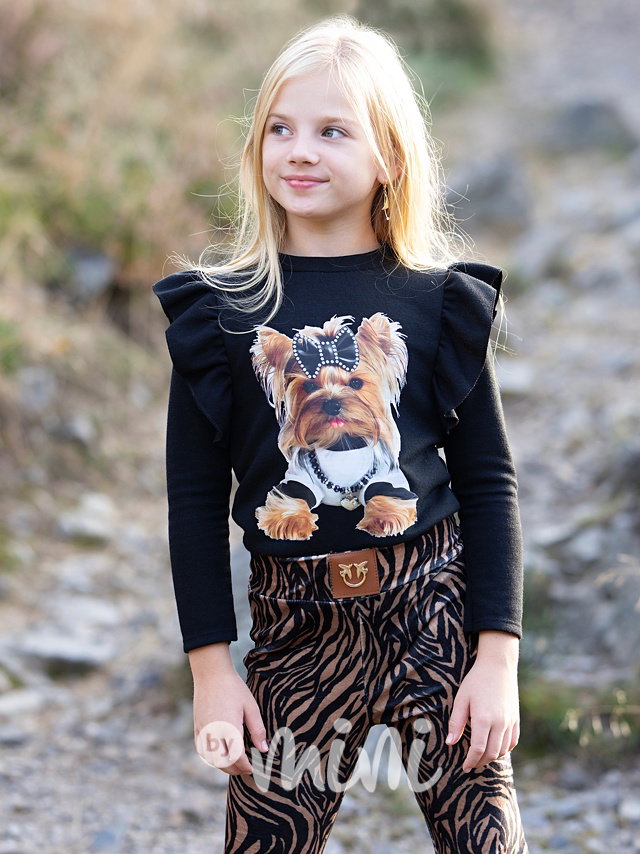 Teplá černá blůzka pejsek