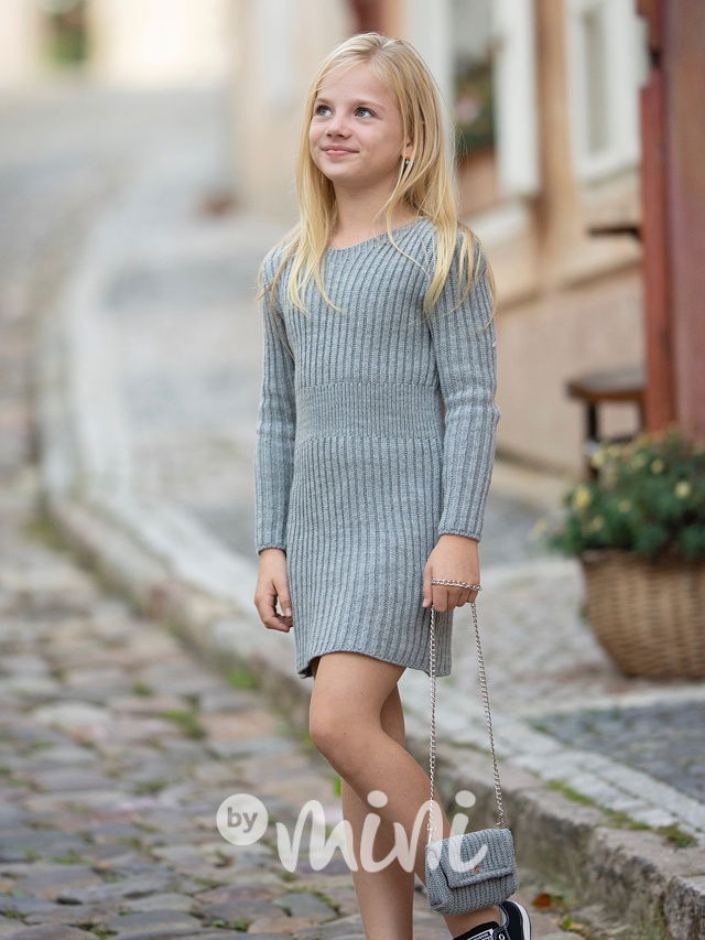 Svetrové šaty s kabelkou grey