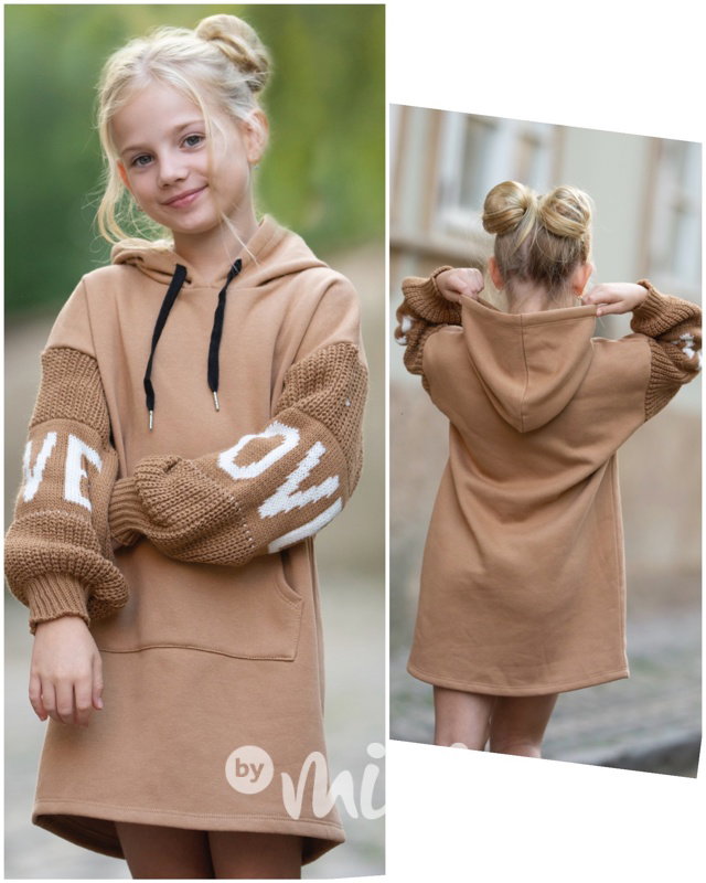 LOVE teplá hoodie mikina beige