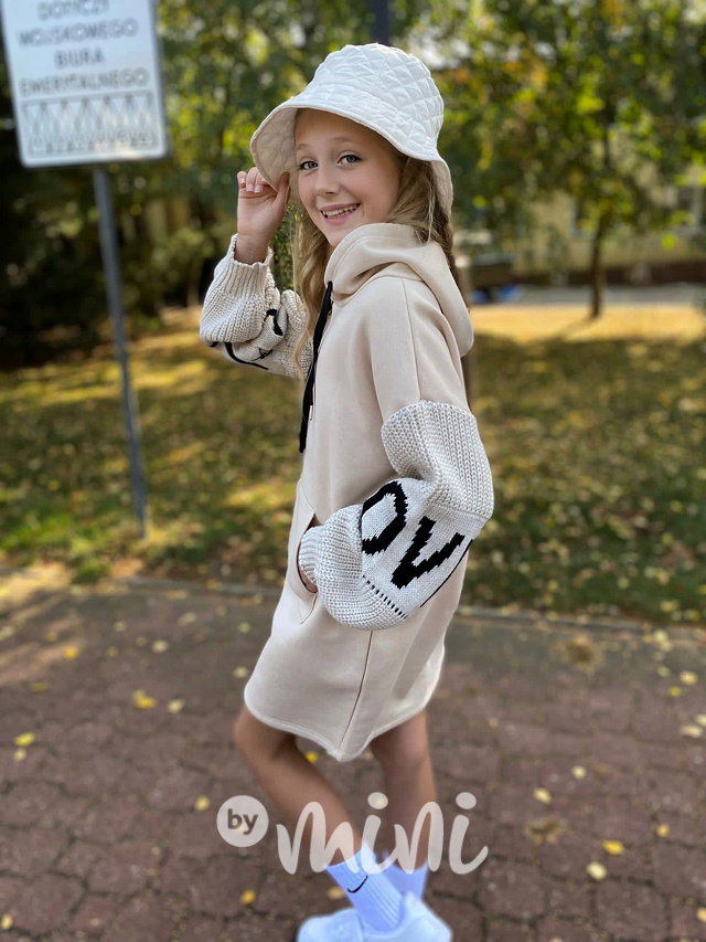 LOVE teplá hoodie mikina cream