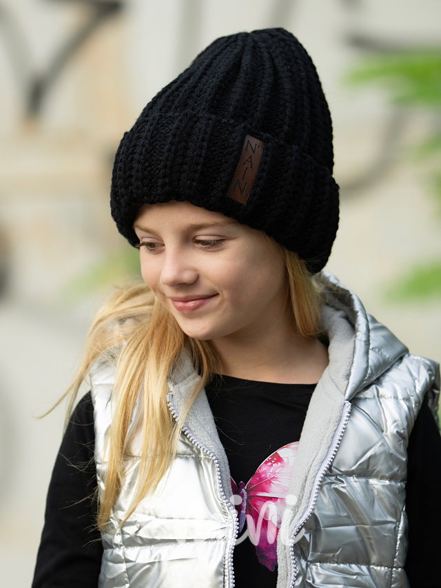 Pletená beanie čepice černá