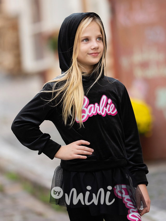 Soft velurová tunika Barbie s tylem černá