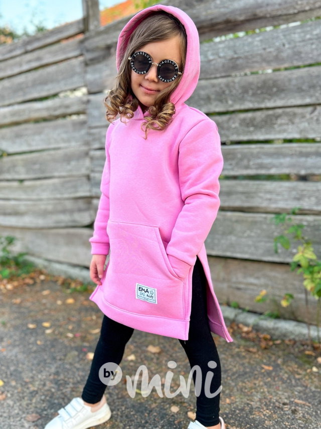 Vyteplená mikinová tunika pink