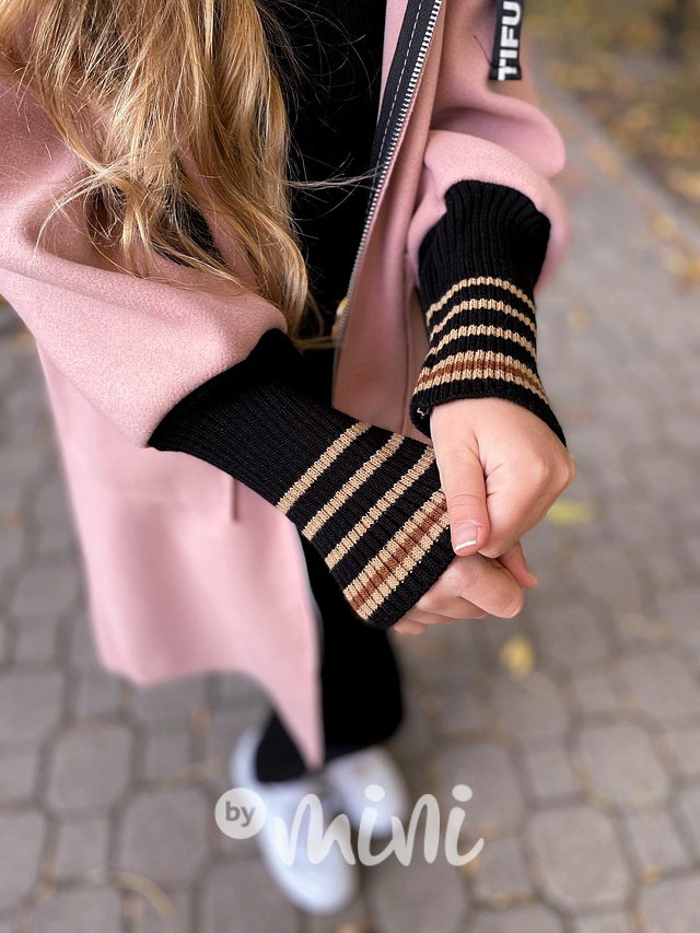 Fashion flauš kabátek s náplety pink