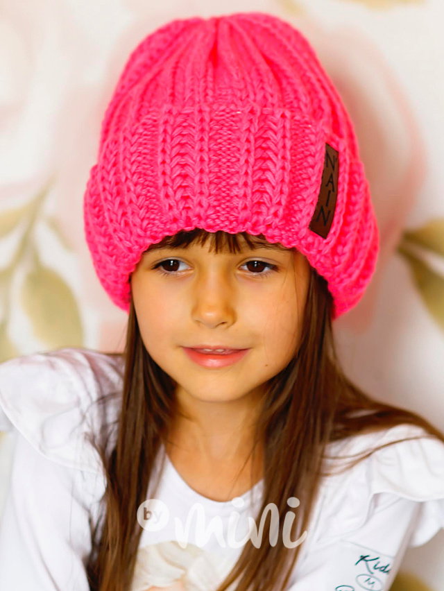 Pletená beanie čepice růžová