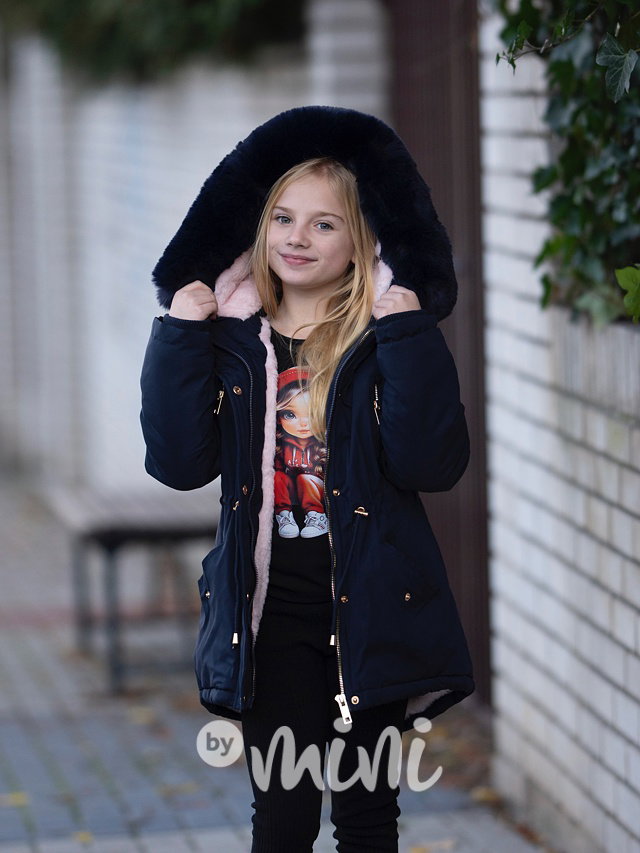 Blue/pink zimní parka
