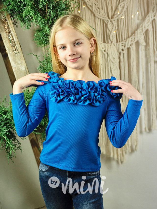Maxi frill blůzka modrá