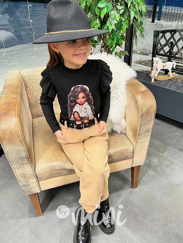Žebrovaná blůzka curly girl černá