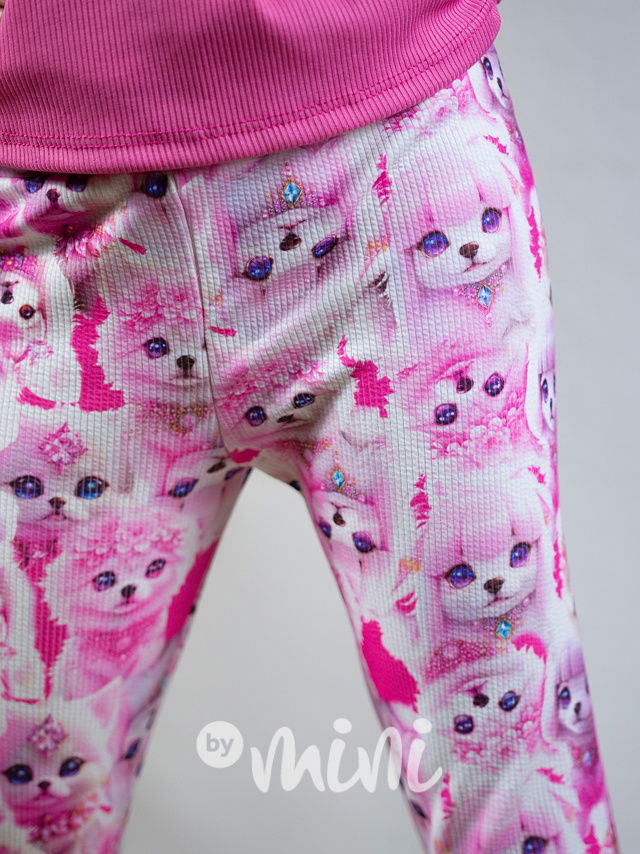 Zateplené legíny Puppies pink
