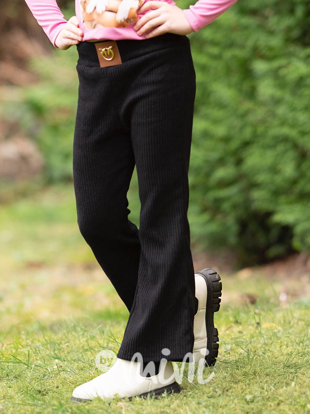 Žebrované teplé zvonáče černé