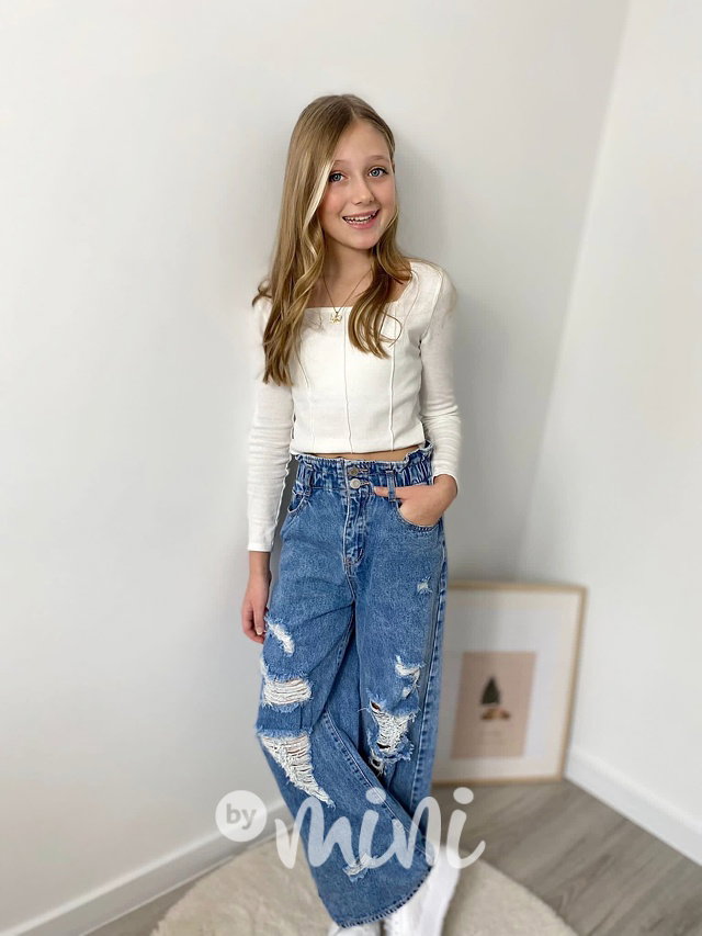Fashion ripped maxi jeans švédy