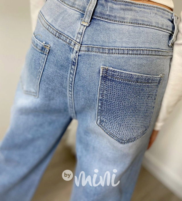 Fashion jeans ripped švédy s kamínky