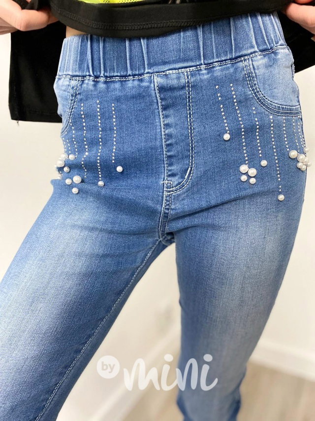 Soft denim jegginy s kamínky