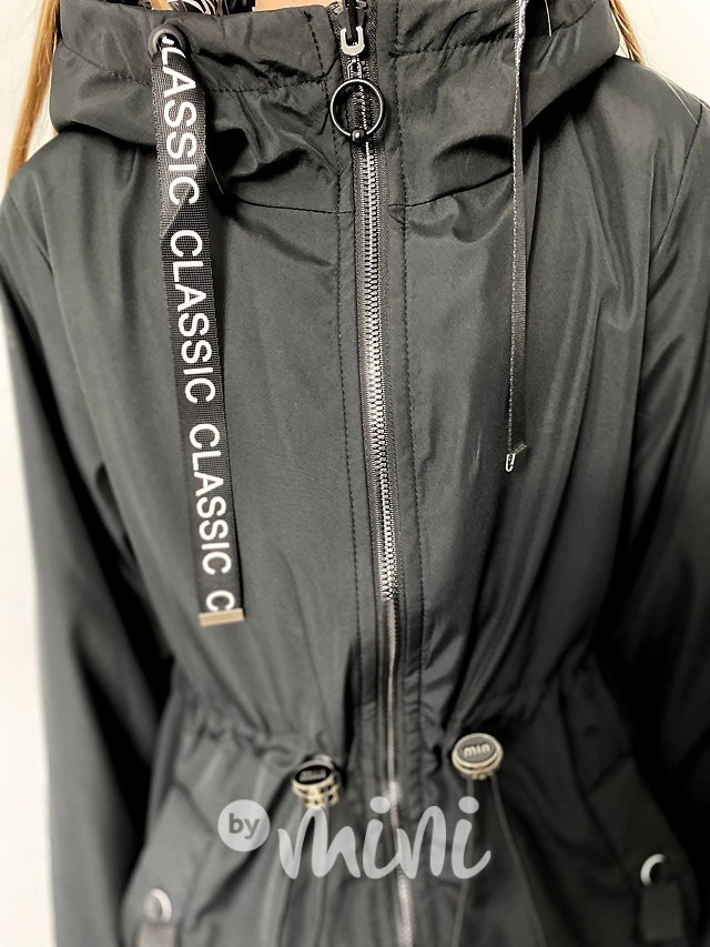 Oboustranná jarní parka černá