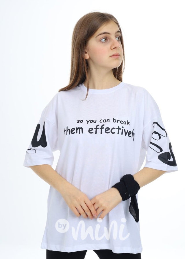 Oversize street triko Teddy white