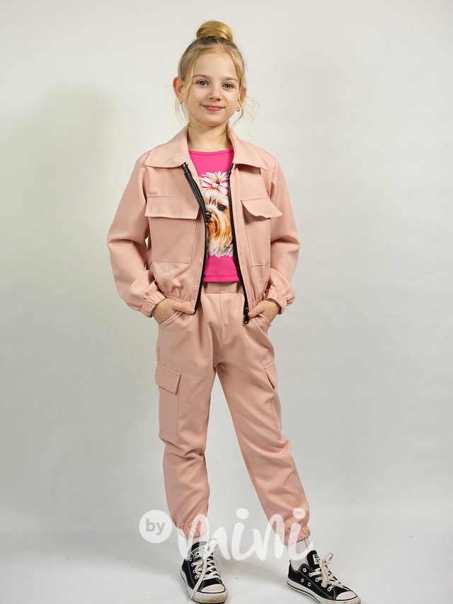 Cargo mikina + kapsáče pink