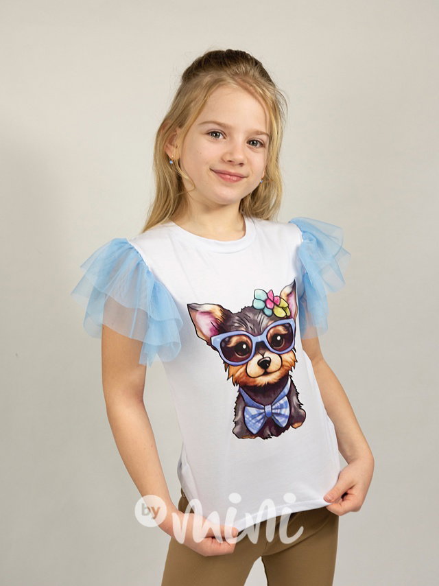 Blůzka s tylem fashionable white/blue