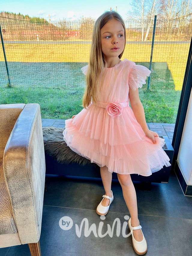 Slavnostní tylové šaty lososové