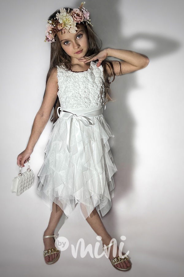 White blossom tylové šaty